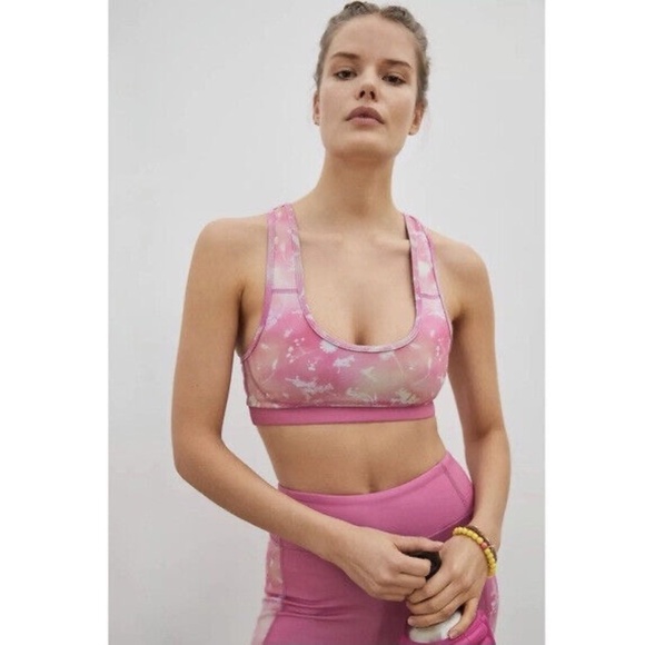NWT!! Anthropologie DAILY PRACTICE Sofia Pink Floral Sports Bra Strappy Medium - Picture 7 of 13